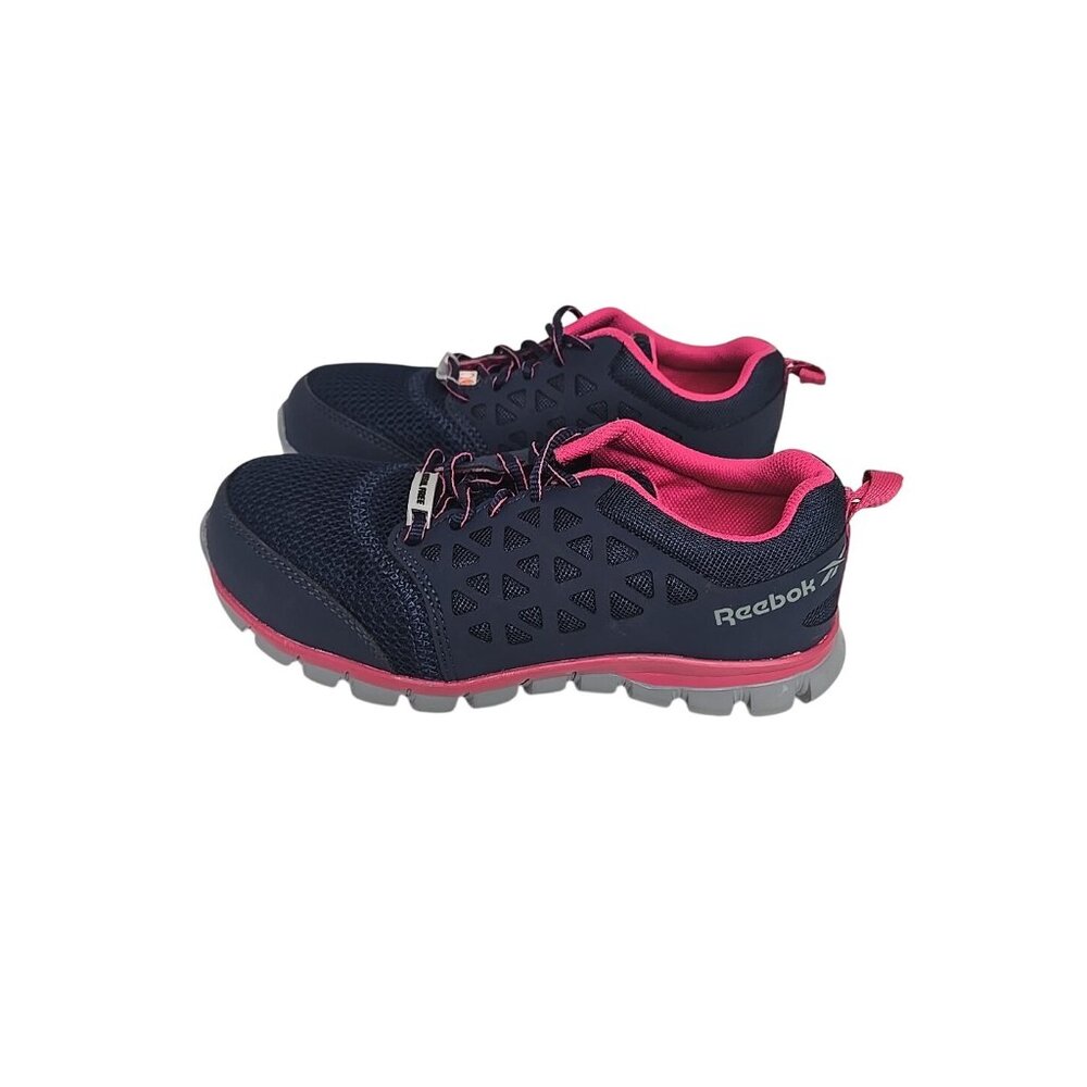 Reebok Women's Sublite Alloy Toe Athletic Work Shoes IB046 Navy/Pink 6.5W - Picture 5 of 7